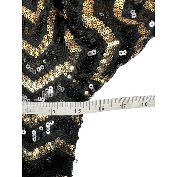 H&M Women's Sequin Black & Gold Mini Dress - Picture 3 of 7